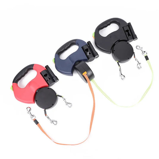 Reflective Dual Pet Leash Lead 360 Swivel