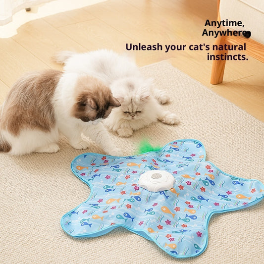 Interactive Cat Mat – Automatic Hide-and-Seek Wand & Feather for Indoor Cats